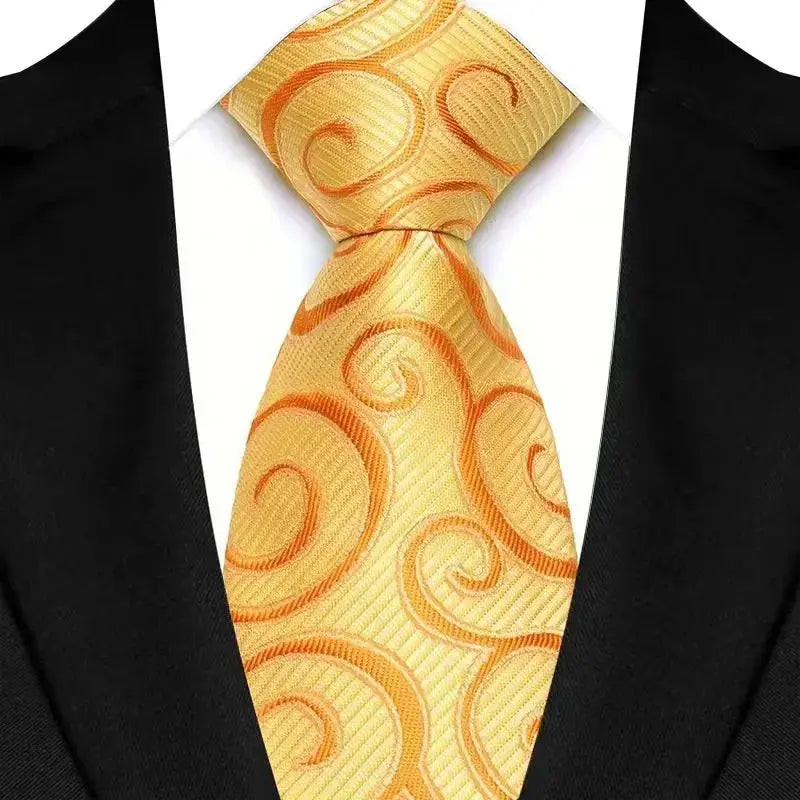 8cm Width Yellow Color Neck Ties For Men Paisley Dots Handmade HotTrendyPicks