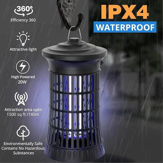 Senelux Mosquito Killer Lamp 4500V Fly Zapper 20W Insect Mosquito Trap with UV Light Bug Zapper 100m³ Coverage for Indoor Garden Outdoor Senelux