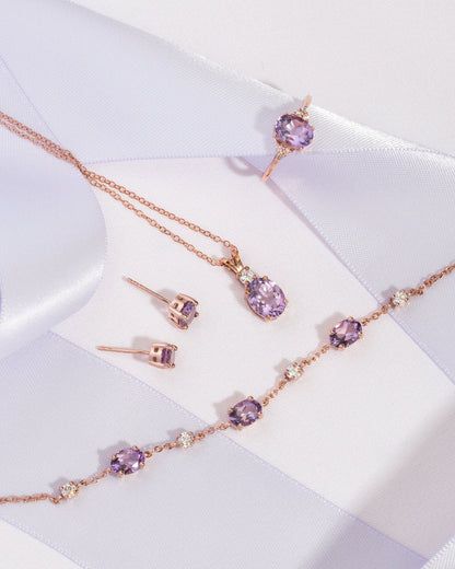 Amethyst Pendant Necklace in 18k Rose Gold Vermeil