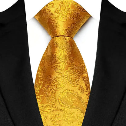 8cm Width Yellow Color Neck Ties For Men Paisley Dots Handmade HotTrendyPicks