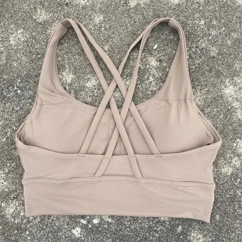 Solid Color Fitness Women Sport Bra Gym Yoga bra Athletic Cross Tight Top Workout Train With Chest Pad High quality shockproof GeToday