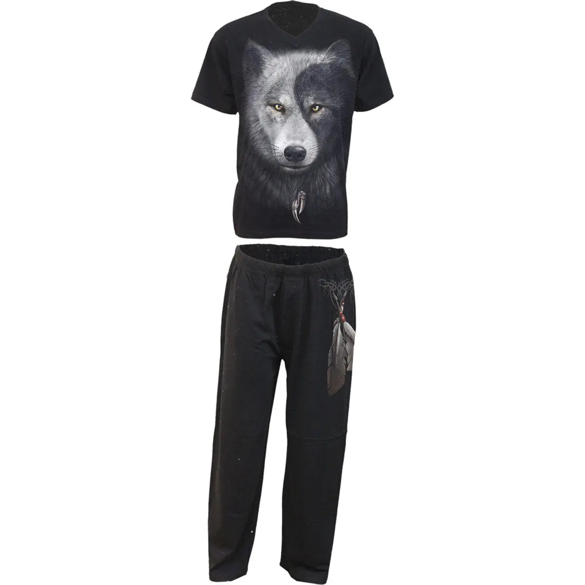 WOLF CHI - 4pc Mens Gothic Pyjama Set Spiral Direct