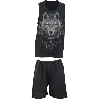 WOLF CHI - 4pc Mens Gothic Pyjama Set Spiral Direct