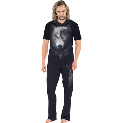 WOLF CHI - 4pc Mens Gothic Pyjama Set Spiral Direct