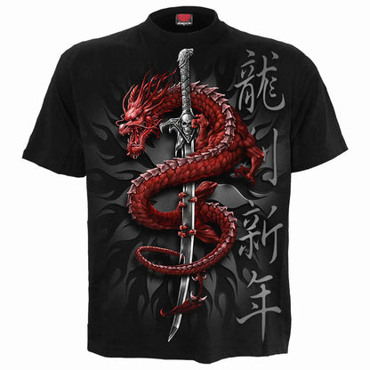 ORIENTAL DRAGON  - T-Shirt Black Spiral Direct