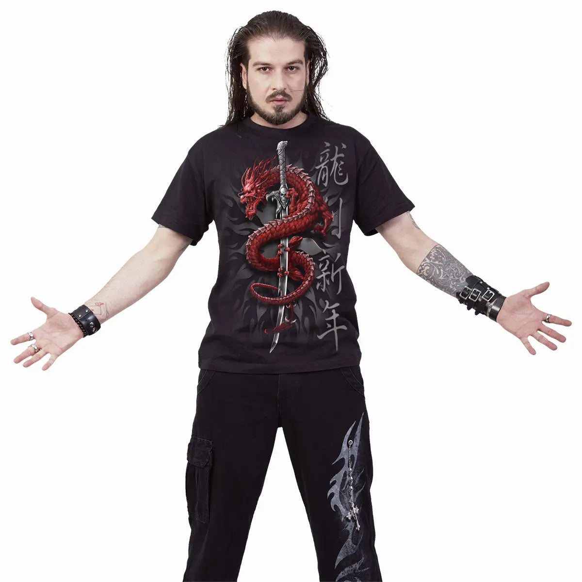 ORIENTAL DRAGON  - T-Shirt Black Spiral Direct