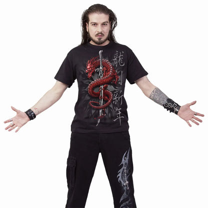 ORIENTAL DRAGON  - T-Shirt Black Spiral Direct