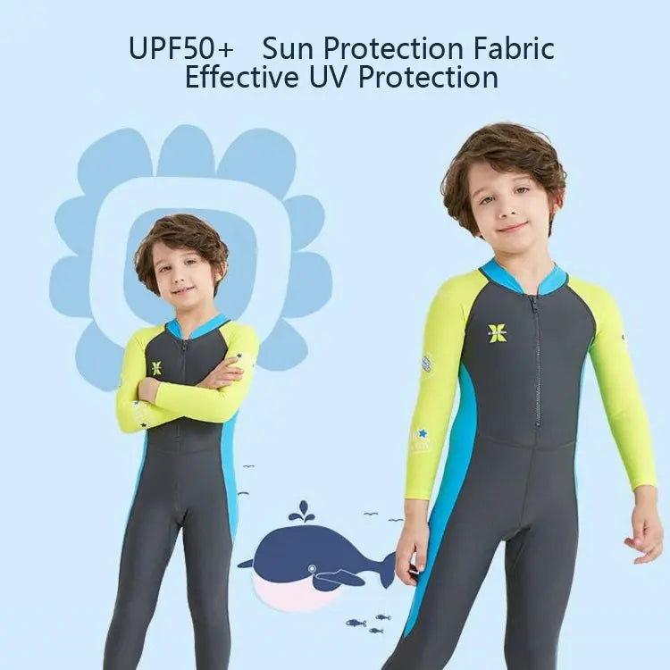 DIVE&SAIL Children Diving Suit Outdoor Long-sleeved One-piece Swimsuit Sunscreen Swimwear Mira Sales