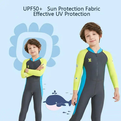 DIVE&SAIL Children Diving Suit Outdoor Long-sleeved One-piece Swimsuit Sunscreen Swimwear Mira Sales