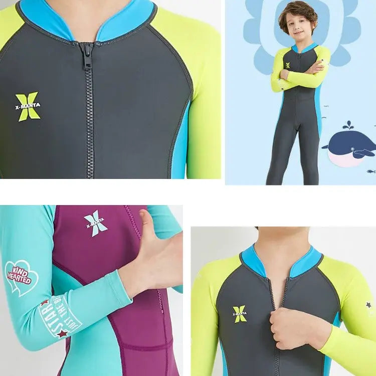 DIVE&SAIL Children Diving Suit Outdoor Long-sleeved One-piece Swimsuit Sunscreen Swimwear Mira Sales