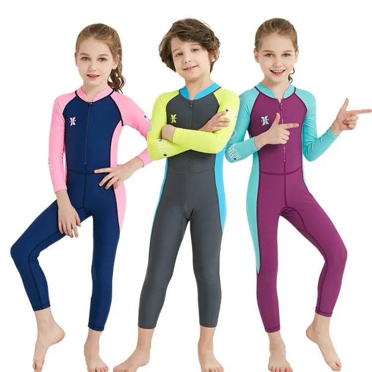 DIVE&SAIL Children Diving Suit Outdoor Long-sleeved One-piece Swimsuit Sunscreen Swimwear Mira Sales