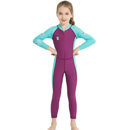DIVE&SAIL Children Diving Suit Outdoor Long-sleeved One-piece Swimsuit Sunscreen Swimwear Mira Sales