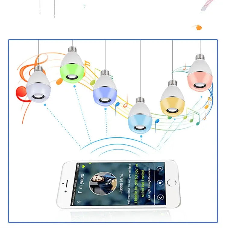 E27 LED Music Bulb Smart Colorful Remote Control Wake Up Light, APP Multi-link Music Light, APP+Remote Control Mira Sales