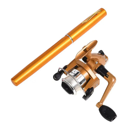 LEO Pen Type Fishing Rod & Spinning Wheel Fishing Reel Portable Pocket Fishing Gear, H8022G Gold, H8022PU Purple, H8022 Silver Mira Sales