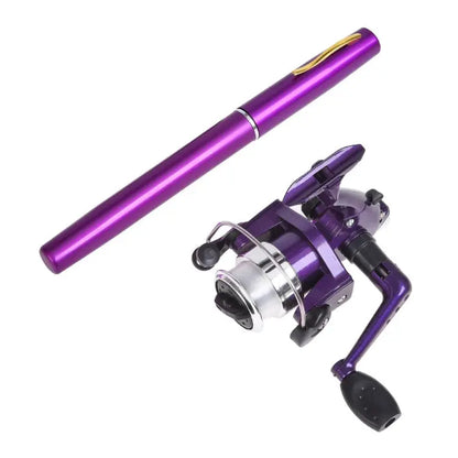LEO Pen Type Fishing Rod & Spinning Wheel Fishing Reel Portable Pocket Fishing Gear, H8022G Gold, H8022PU Purple, H8022 Silver Mira Sales