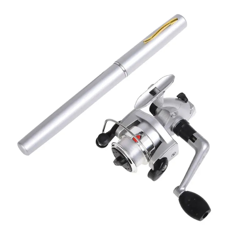 LEO Pen Type Fishing Rod & Spinning Wheel Fishing Reel Portable Pocket Fishing Gear, H8022G Gold, H8022PU Purple, H8022 Silver Mira Sales