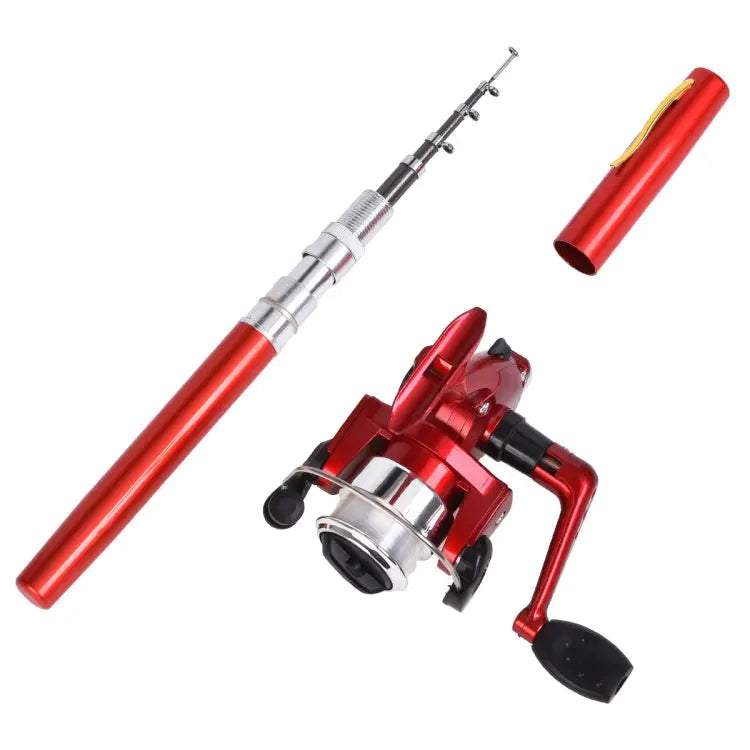 LEO Pen Type Fishing Rod & Spinning Wheel Fishing Reel Portable Pocket Fishing Gear, H8022G Gold, H8022PU Purple, H8022 Silver Mira Sales