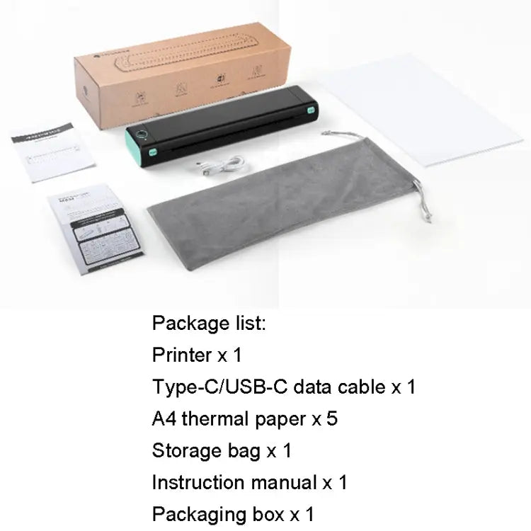 M08F Bluetooth Wireless Handheld Portable Thermal Printer, Black Green A4 Version, Black A4 Version, White A4 Version, White Orange A4 Version, Green A4 Version, Pink A4 Version, Gray A4 Version, Silver A4 Version, Black Green Letter Version           ... Mira Sales