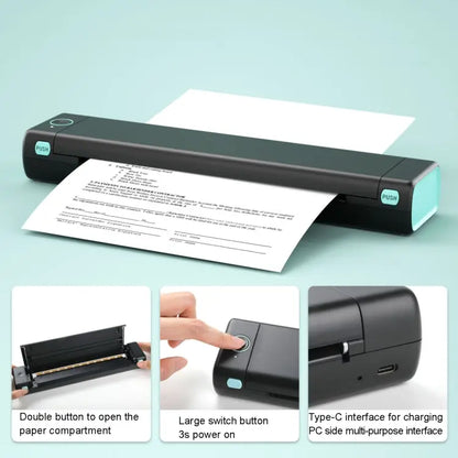 M08F Bluetooth Wireless Handheld Portable Thermal Printer, Black Green A4 Version, Black A4 Version, White A4 Version, White Orange A4 Version, Green A4 Version, Pink A4 Version, Gray A4 Version, Silver A4 Version, Black Green Letter Version           ... Mira Sales