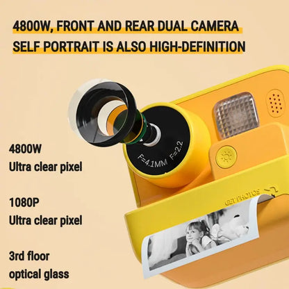 Children Instant Print Camera 4800W Pixel 2-Inch Screen Dual Lens Photography Camera, K27 Pink, K27 Yellow Mira Sales