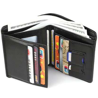 DEABOLAR Men Wallet Retro Casual Short Multi-card Holder Driver License Case(Brown)
