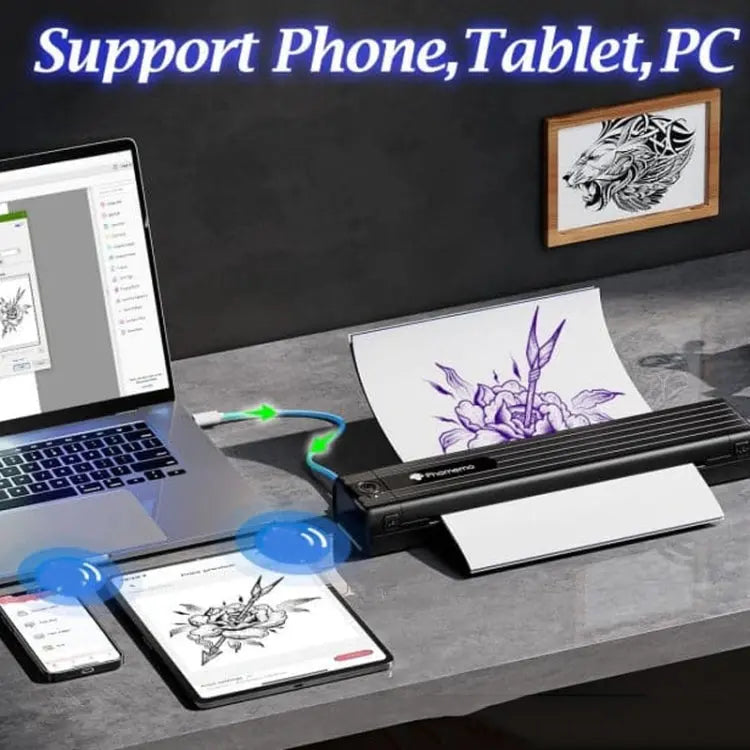 Phomemo TP83-BK Wireless Tattoo Stencil Printer With 10pcs Transfer Paper(Black) Vitrax
