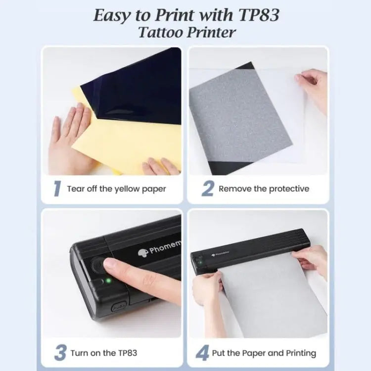 Phomemo TP83-BK Wireless Tattoo Stencil Printer With 10pcs Transfer Paper(Black) Vitrax