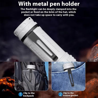 E-SMARTER SD-14 4 Holes Outdoor Portable Torch Metal Pen Clip Light Lightweight Mini Pocket Rechargeable Emergency Flashlight