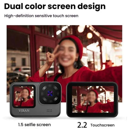 VIRAN V11 Dual-Color Screen 5K HD IP68 Waterproof Six-Axis Anti-Shake Sports Camera(Black) Vitrax