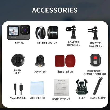 VIRAN V11 Dual-Color Screen 5K HD IP68 Waterproof Six-Axis Anti-Shake Sports Camera(Black) Vitrax