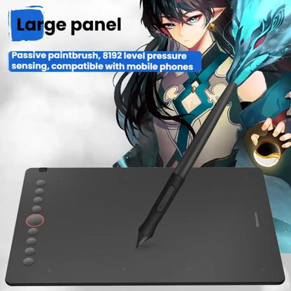 10Moons I6 Digital Drawing Tablet Compatible With Mobile Phones Computers(Black) Vitrax