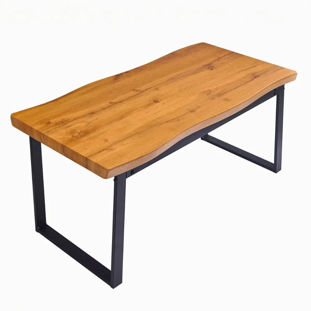 Greenhurst Live Edge Coffee Table – Oak Effect with Steel Frame, 100cm Doortogarden