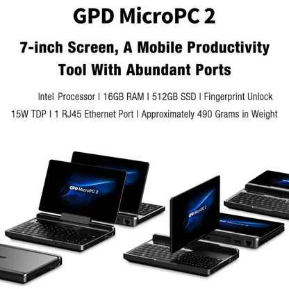 GPD MicroPC 2 Handheld Gaming PC, 16GB+512GB, 7 inch Windows 11 Pro Intel Processor N250, US Plug, WMC2573AU, WMC2573EU, WMC2573UK, WMC2573US Mira Sales