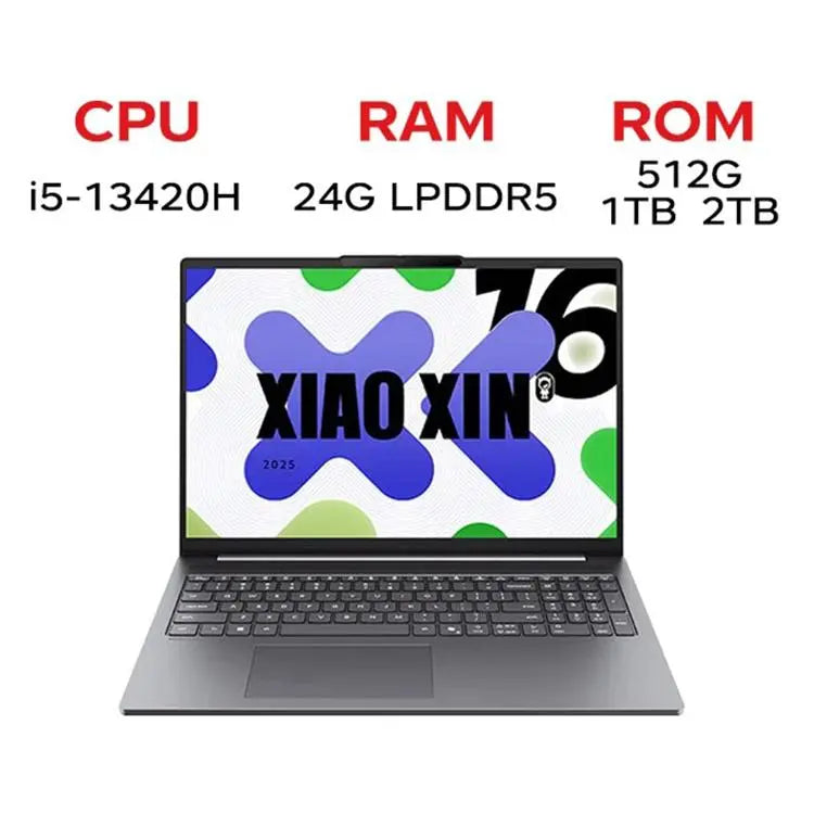 Lenovo XiaoXin 16 2025 Laptop, 16 inch, 24GB+512GB, Windows 11, Intel Core i5-13420H 8-Core, US Plug, XiaoXin 16 2025 Mira Sales