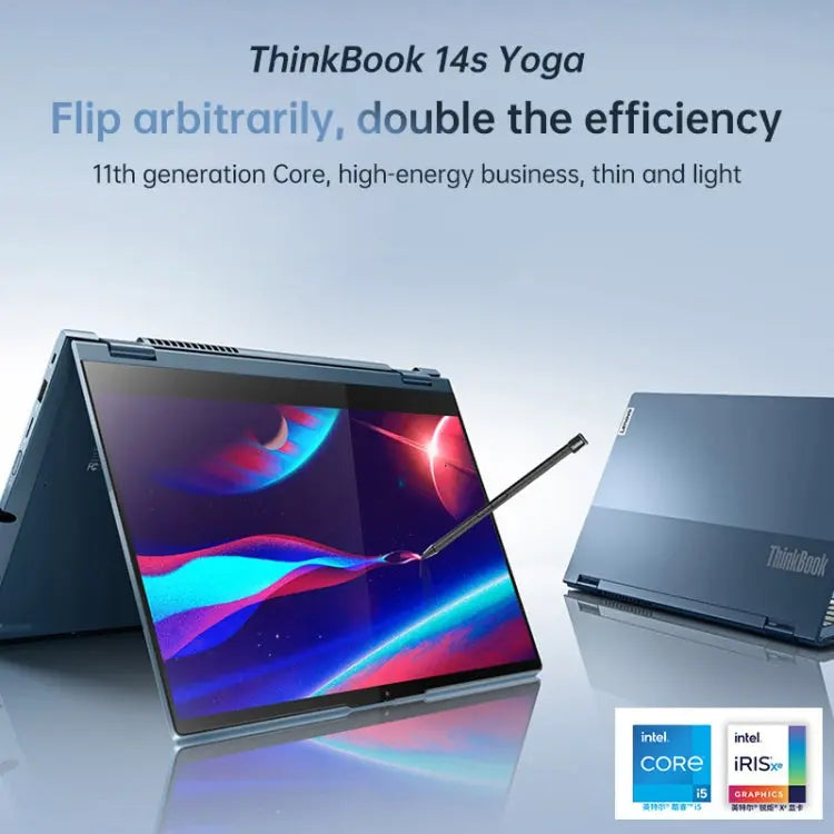 Lenovo ThinkBook 14s Yoga 1JCD Laptop, 14 inch, 16GB+512GB, Windows 10 Professional Edition, Intel Core i5-1135G7 Quad Core up to 4.2GHz, Support WiFi 6 & Bluetooth & HDMI, US Plug (Blue) Vitrax