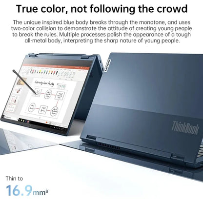 Lenovo ThinkBook 14s Yoga 1JCD Laptop, 14 inch, 16GB+512GB, Windows 10 Professional Edition, Intel Core i5-1135G7 Quad Core up to 4.2GHz, Support WiFi 6 & Bluetooth & HDMI, US Plug (Blue) Vitrax
