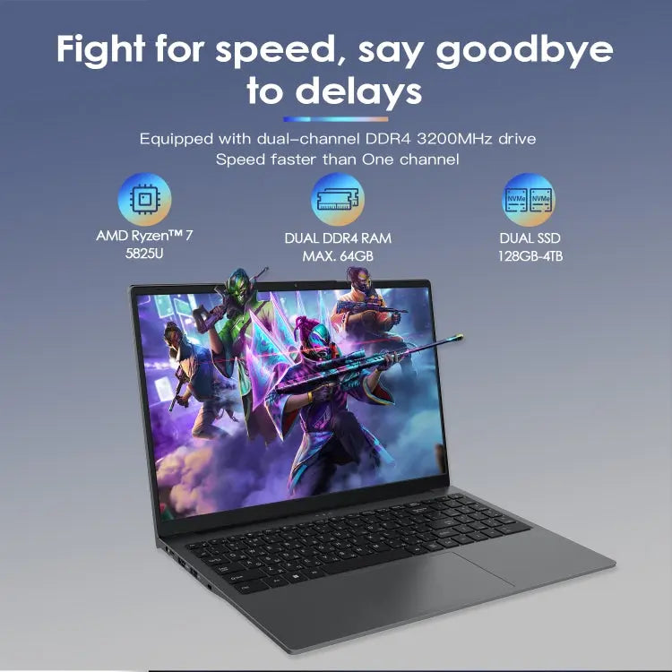 GXMO G156 15.6 inch Laptop, 16GB+512GB, Windows 11 AMD Ryzen 7 5825U Octa Core, Support Fingerprint Unlock, US Plug, 32GB+1TB Great Deal Offers