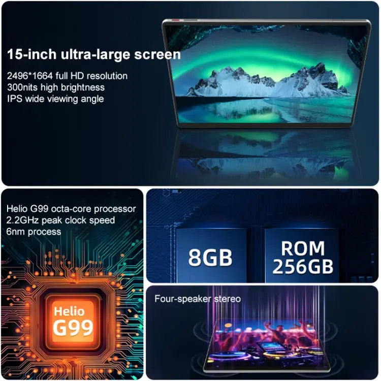Jumper EZpad Max15 / Z1 Tablet PC, 8GB+256GB, 15 inch Android 14 OS MediaTek MT8781 Octa Core Network: 4G, US Plug Vitrax
