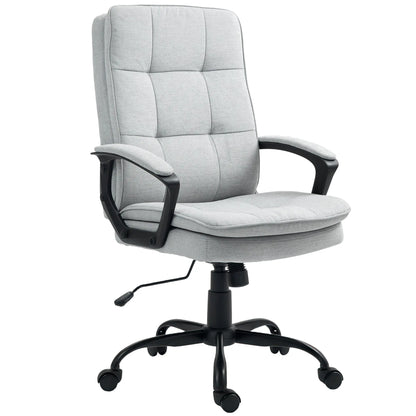 HOMCOM Linen-Look Double-Padded Office Chair - Grey Wise Galleria