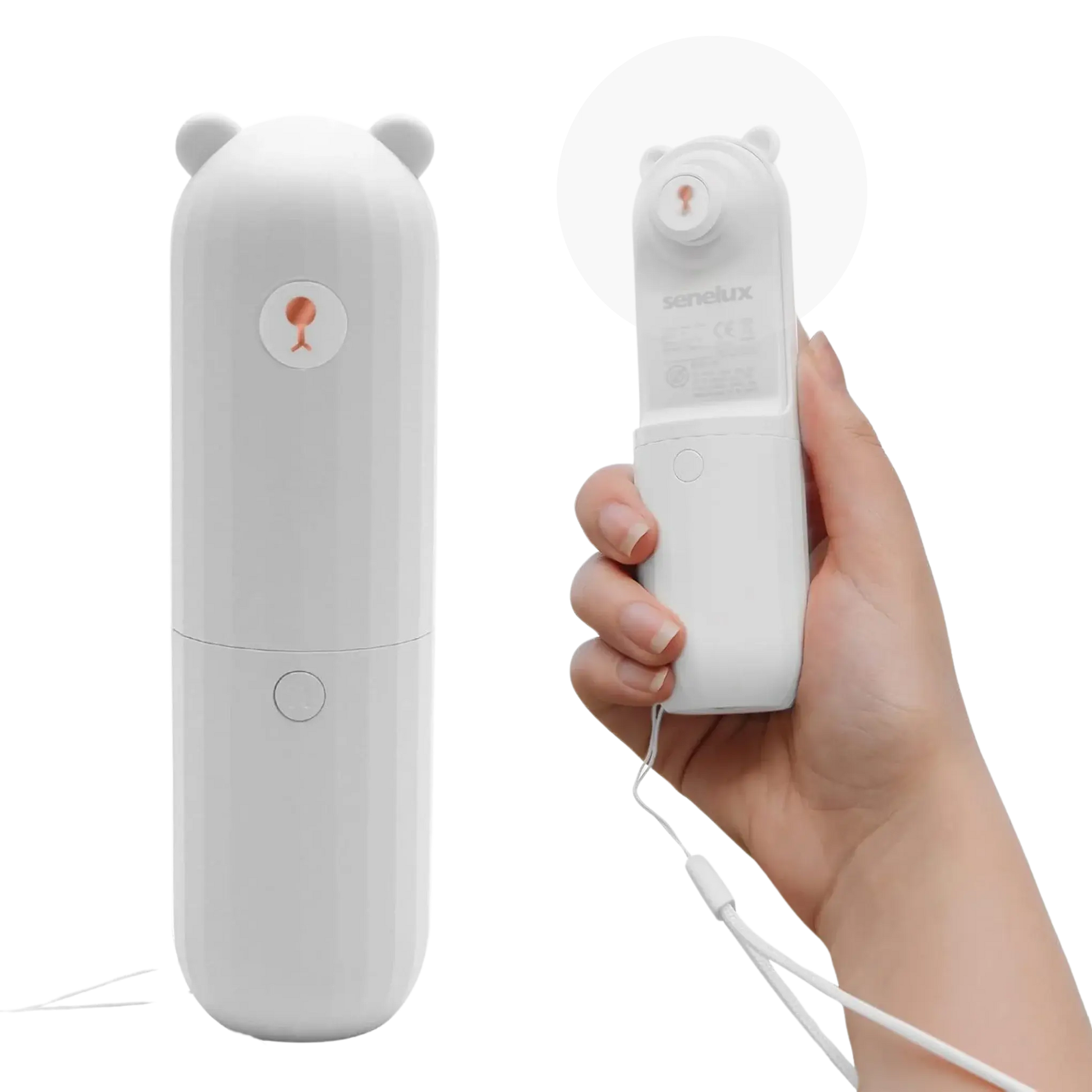 Rechargeable Hand Held Pocket Fan for Personal Cooling with Medium and High Fan Speeds and Optional Portable Power Bank Senelux
