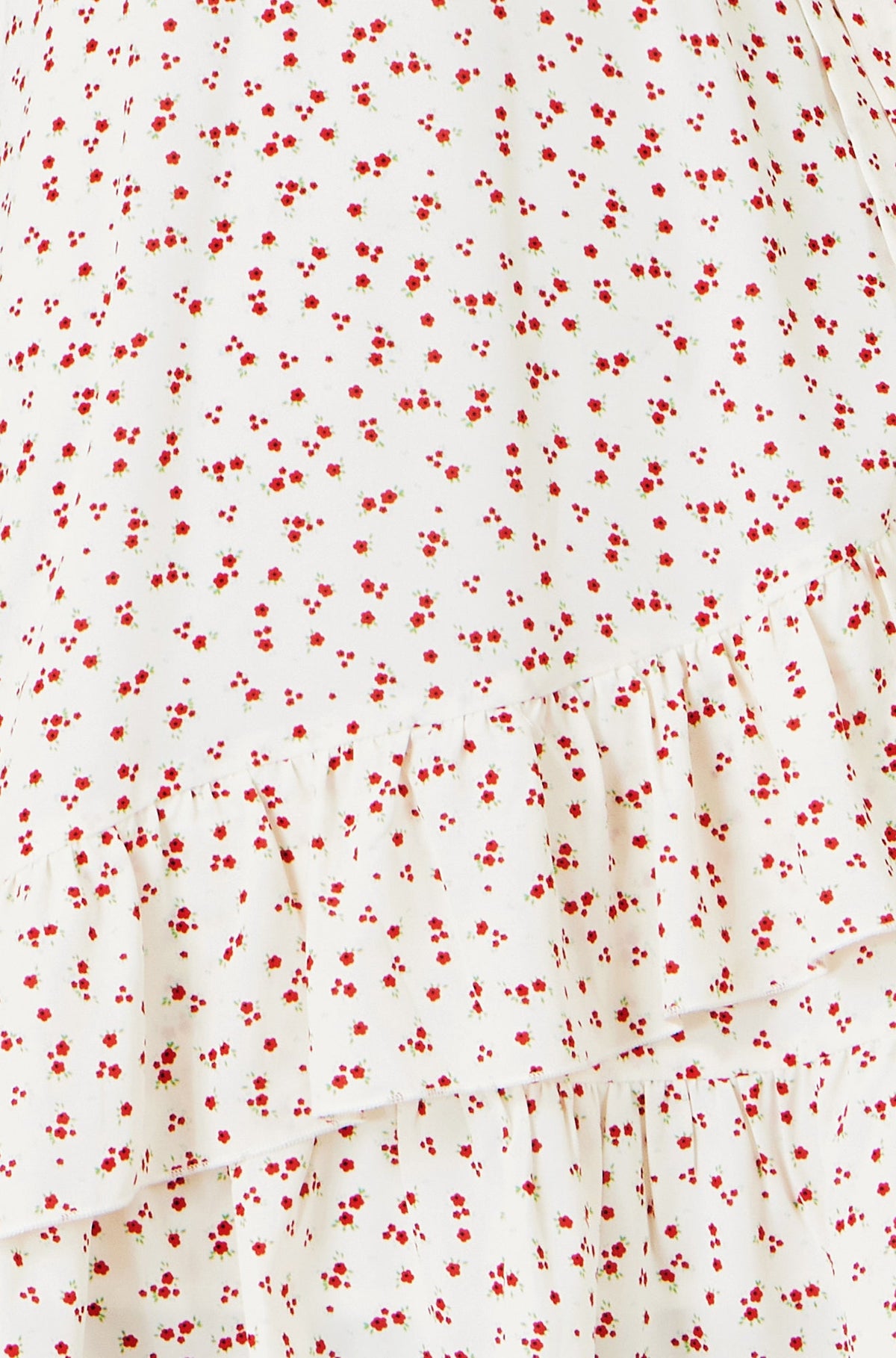 Yumi White Ditsy Print Frill Wrap Dress