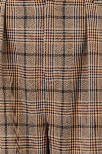 Yumi Brown Check Wide Leg Trousers