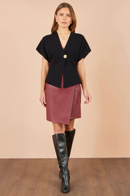 Yumi Black Knitted Viscose Kimono Cardigan With Buttons