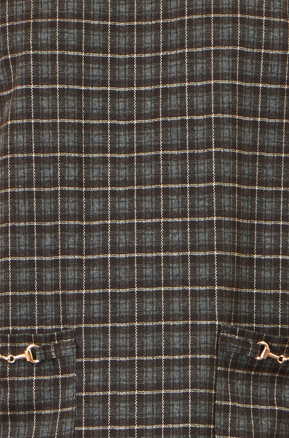 Yumi Brown Check Tunic With Buckles