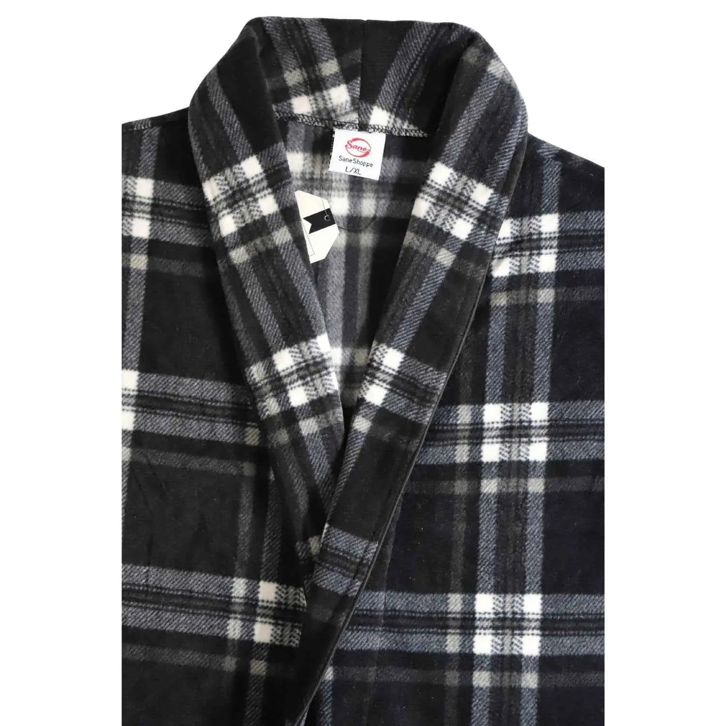 Men's Fleece Dressing Gown - Soft Warm Checkered Pattern SaneShoppe