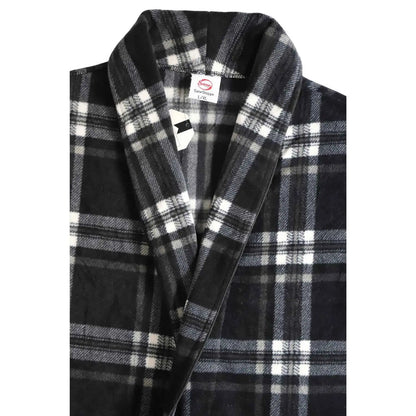 Men's Fleece Dressing Gown - Soft Warm Checkered Pattern SaneShoppe