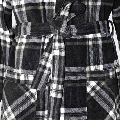 Men's Fleece Dressing Gown - Soft Warm Checkered Pattern SaneShoppe