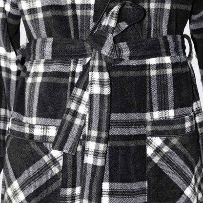 Men's Fleece Dressing Gown - Soft Warm Checkered Pattern SaneShoppe