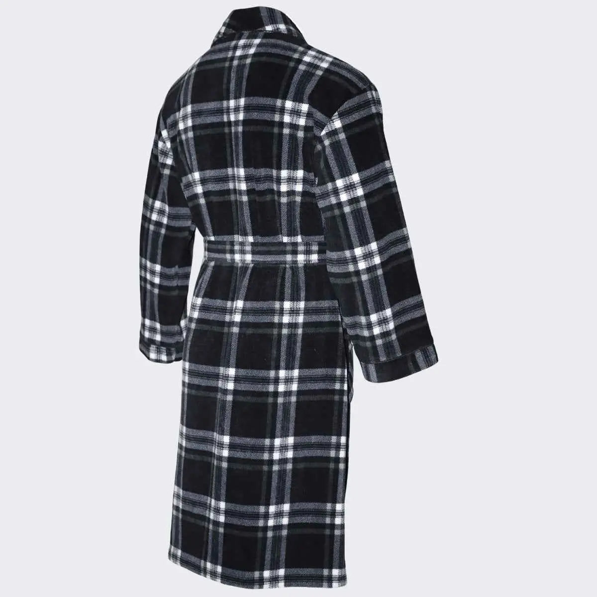 Men's Fleece Dressing Gown - Soft Warm Checkered Pattern SaneShoppe