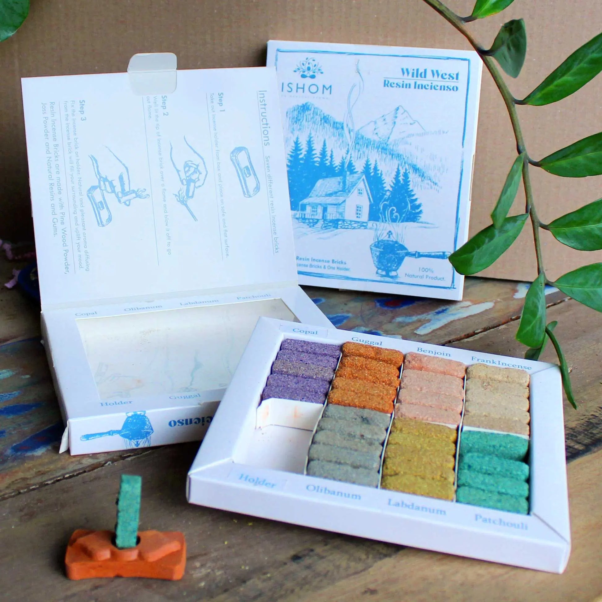 Display Set of 70 Incense Smudge Bricks and Burner - Wild West Scents & Soaks